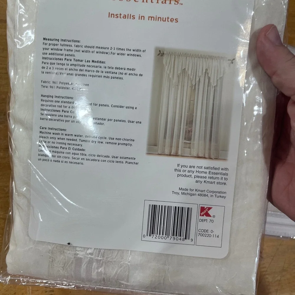 Vtg Home Essentials Esquire Sheer Natural Rod Pocket Curtain Panels‎ 52x63 2pk